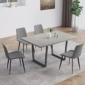 3 Piece Dining Table Set with Bench, 42.9 Inch Modern Kitchen Table with Left Seat Corner and 43.3 Inch Bench for Family Dining