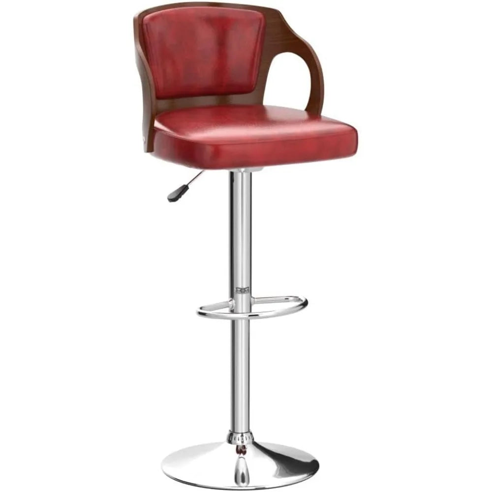 Set of 2 Barstools Height Adjustable Counter Stools Modern Bar Stool Beech Bar Chairs Swivel Bar Stool PU Leather Hydraulic