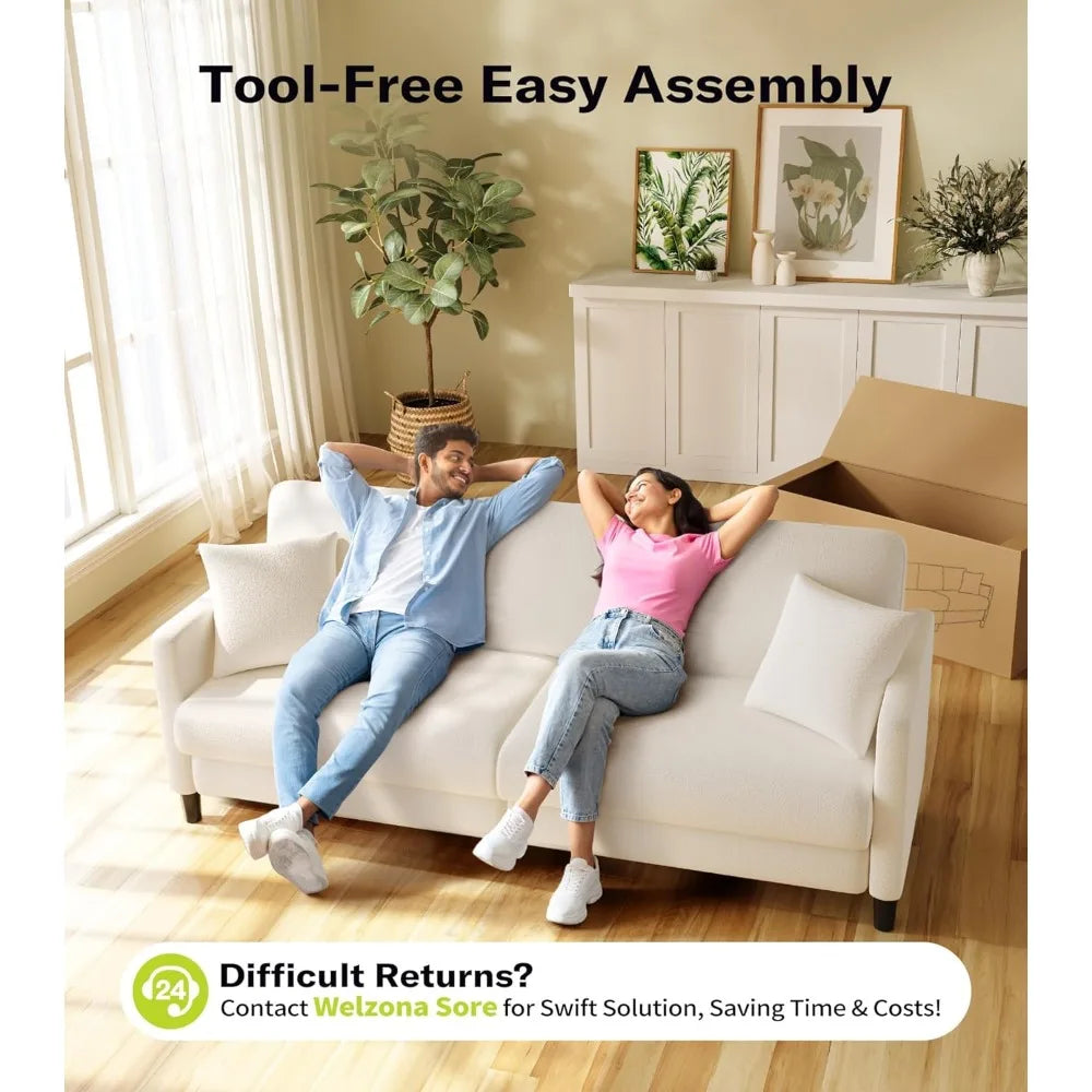 83" Sofas for Living Room, Comfy Love Seat Couches, Teddy Fleece Loveseat Sofa, Tool-Free Setup Couches for Living Room, All-Woo