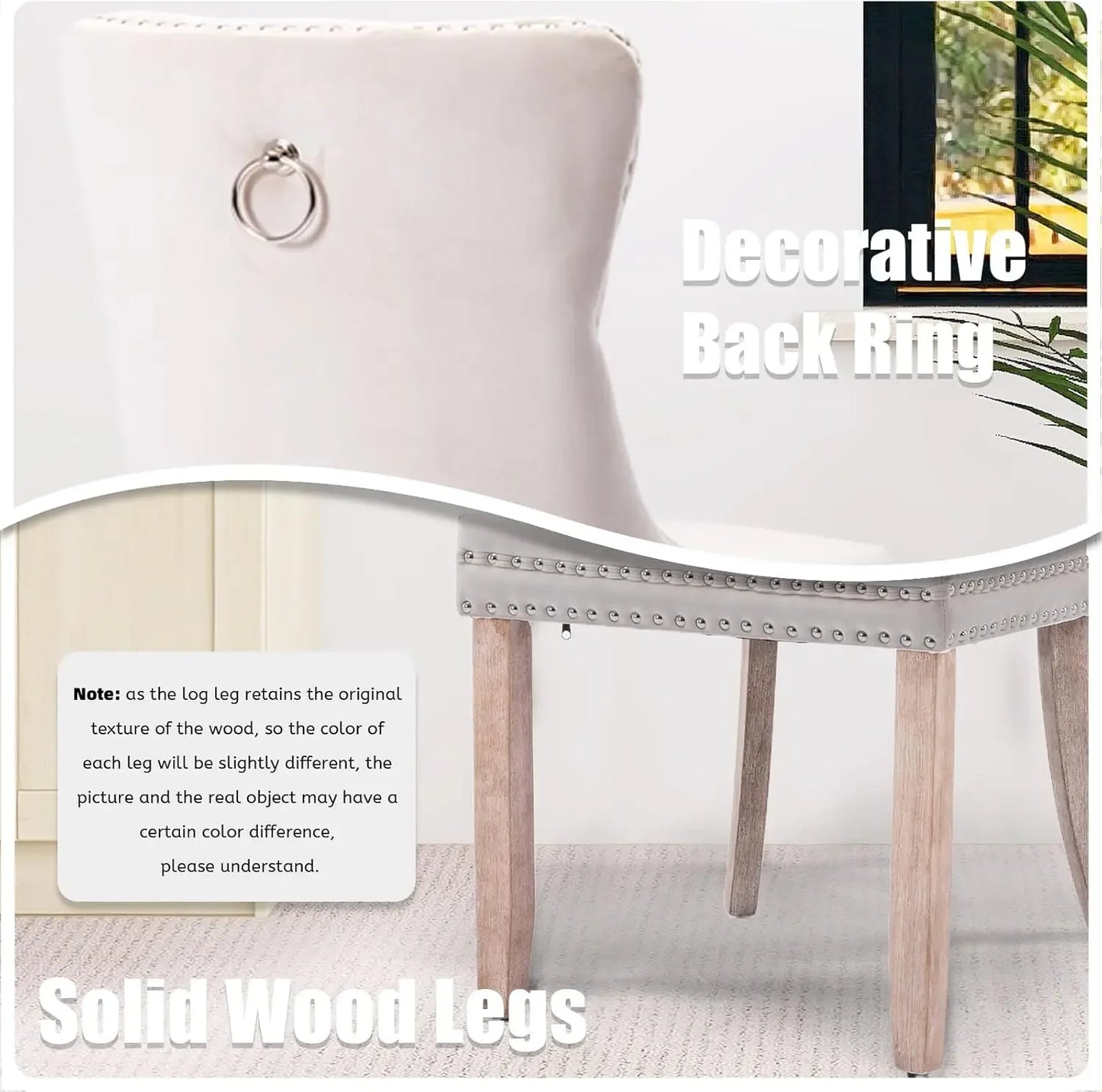 NEW Velvet Dining Chairs Set of 6, Tall Back Side Chair, Modern Upholstered High-end Tufted Side Chair with Button Back Ring