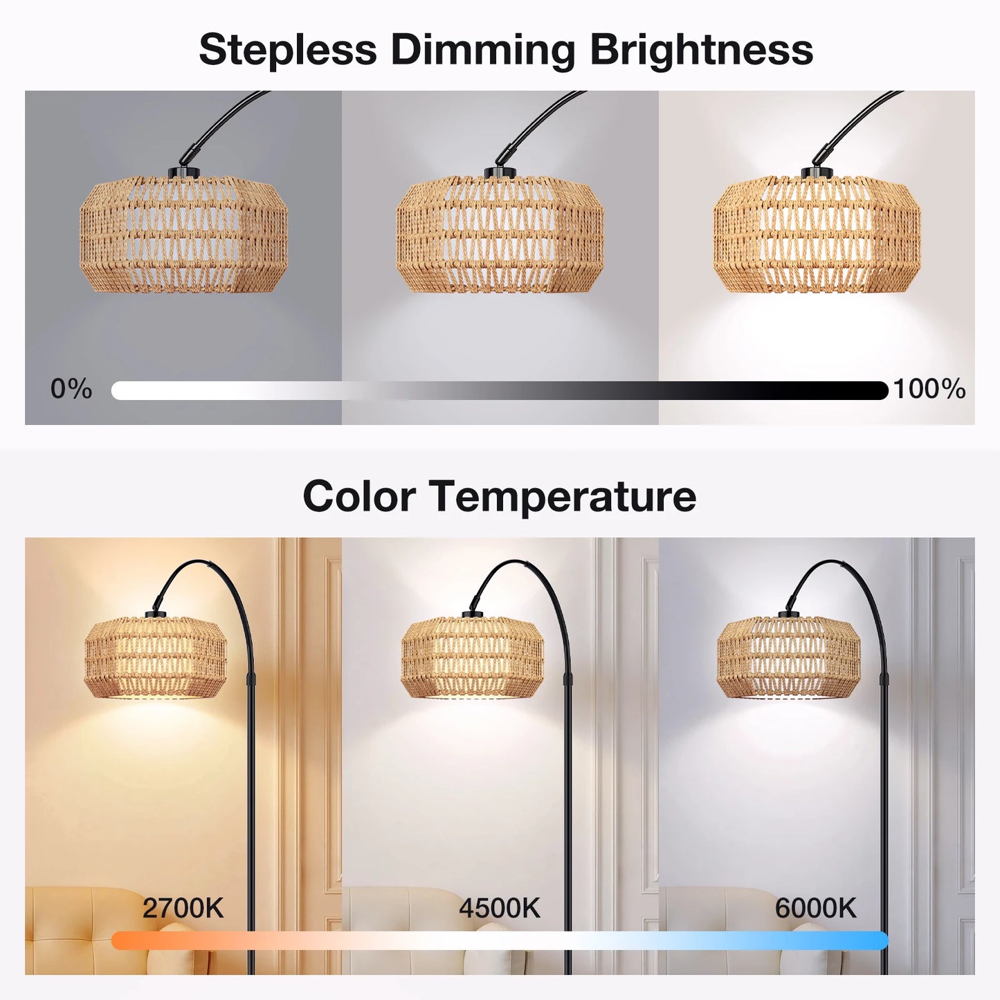 Modern Smart LED RGB Floor Lamp with APP Remote Control/ Stepless Dimming/ Timmer Setting/ Memory Function for Home Living Room
