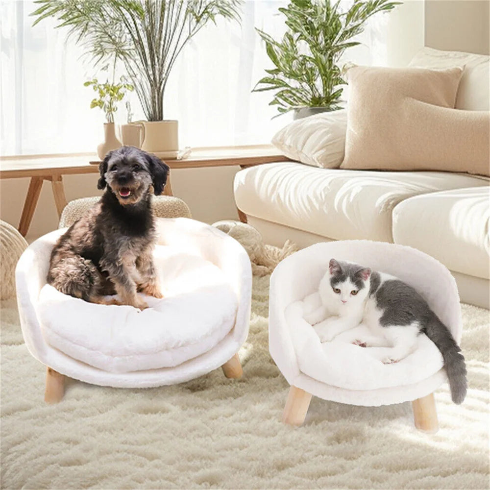 Ultra Soft Elevated Dog Cat Sofa Bed Couch Pet Puppy Chair Backrest Stool Seat Lounger with Removable Waterproof Padded Cushion