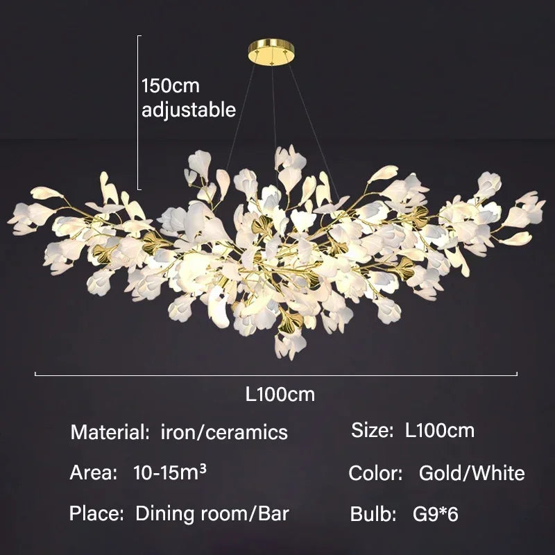 Modern Luxury Ginkgo LED Chandeliers Living Dining Room Home Pendant Lights Hotel Restaurant Decor Elegant Lights Fixture