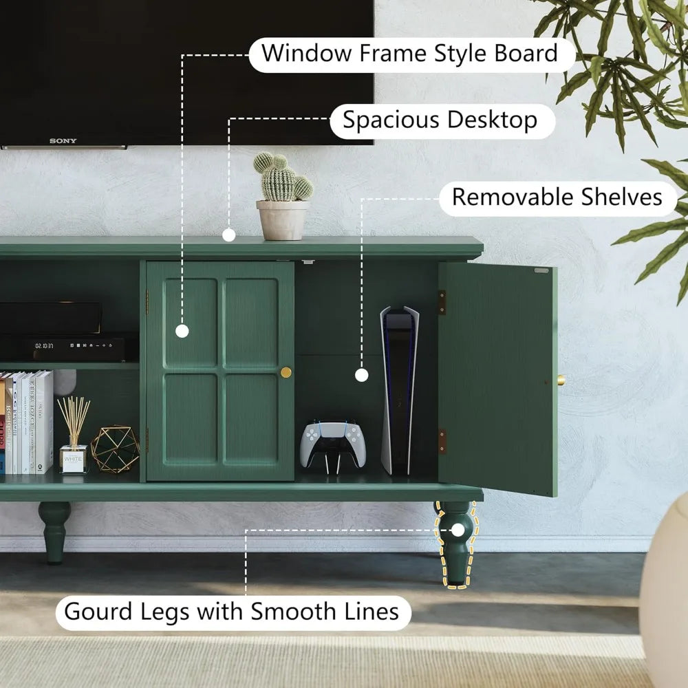 67" Mid Century Modern TV Stand with Window Design,Wood Entertainment Center with Open Shelf,Up to 70" Media TV for Living Room