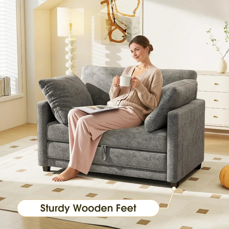 51 Convertible Sofa Bed 2 in1 Folding Sofa Bed Loveseat Sleeper Sofa for Small Spaces Fold Out Floor Couch with 2 Pillows for A