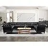 U-Shaped Sofa, Sectional Chesterfield Velvet Couch 9-Seater Upholstered Large Accent Tufted Sofa with Rolled Armrest and