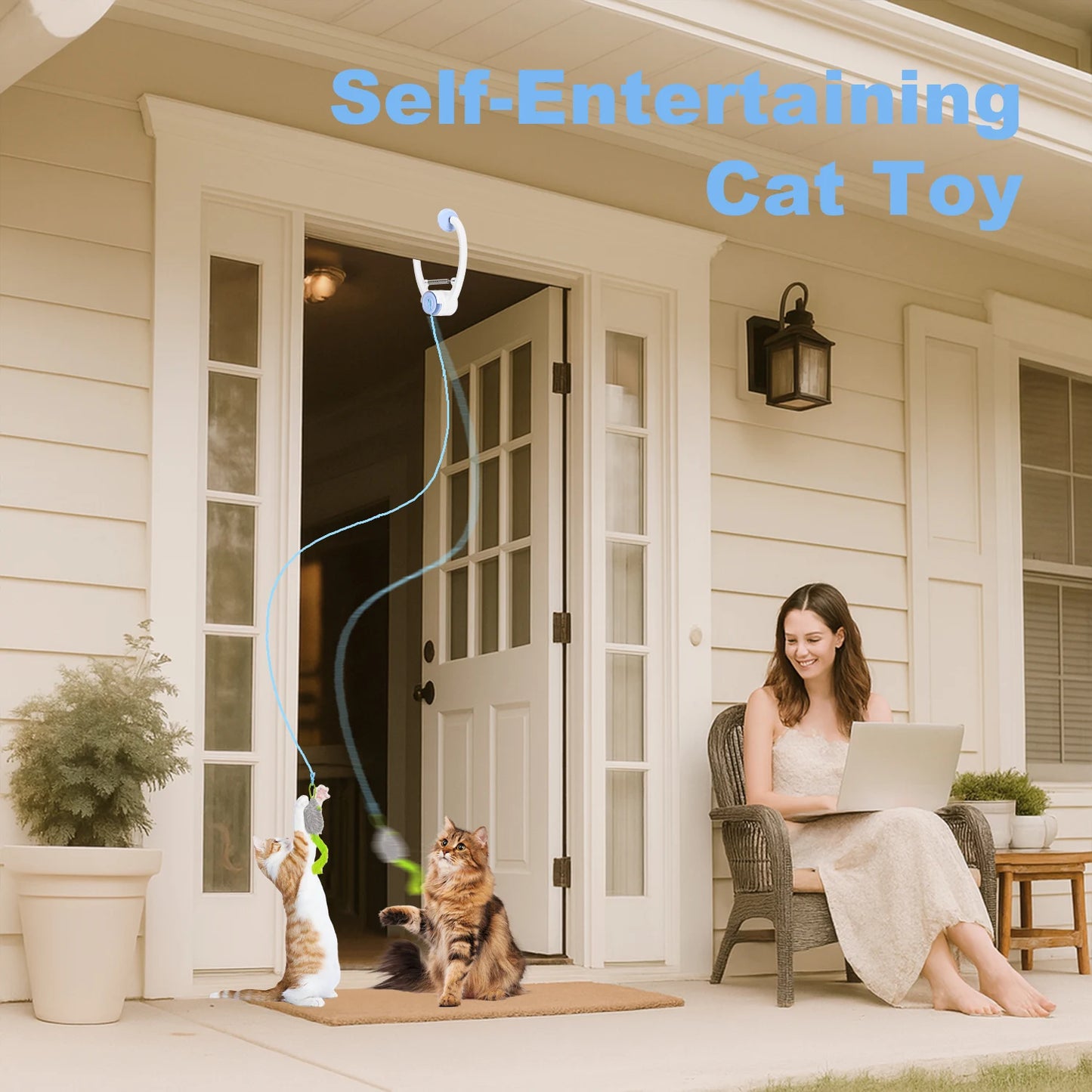 Cat Toys Electric Door Hanging Cat Toy Interactive Cat Toy USB Rechargeable Self Play Toy Retractable Kitten Toys