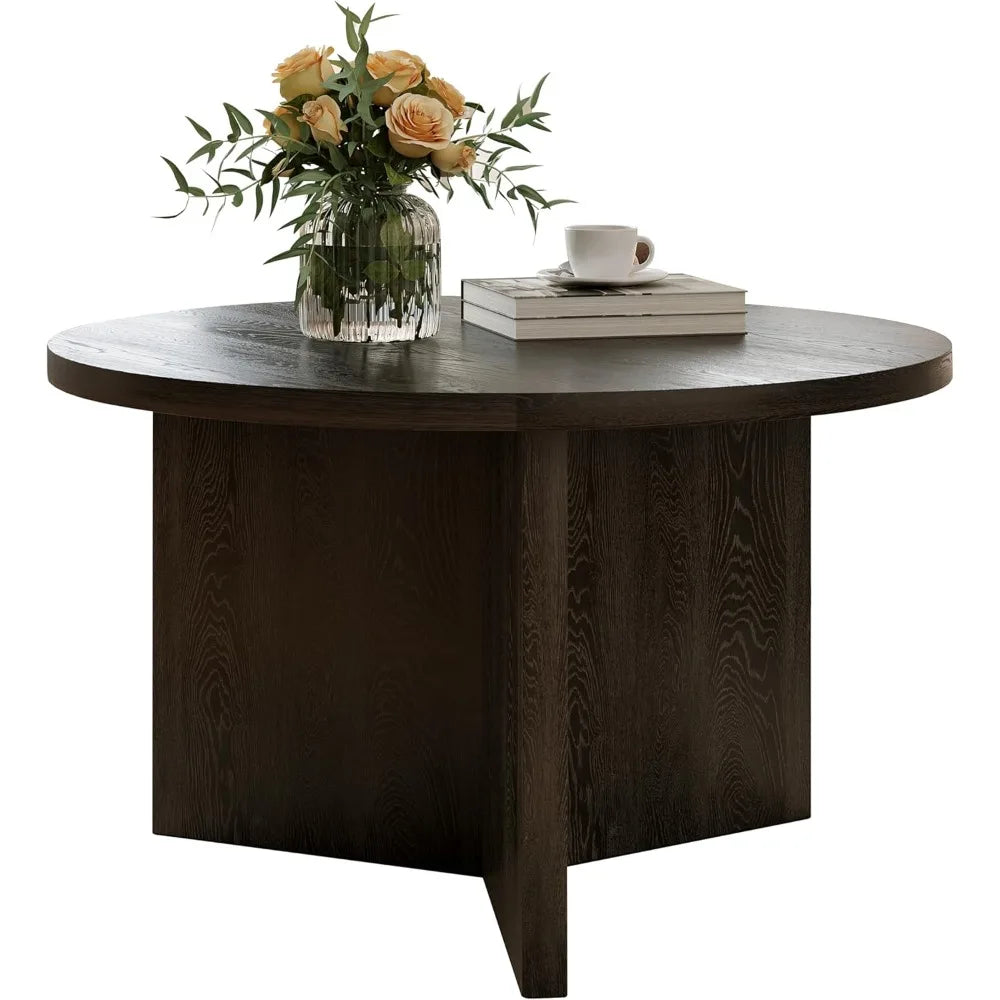 27.5'' Coffee Table for Small Space, Minimalist Modern Table for Living Room, Durable & Sturdy Small Round End Table with Adjus