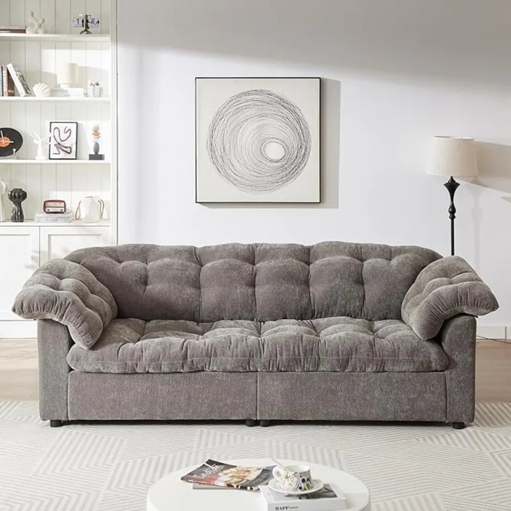 99.2" Cloud Couch Sofa for Living Room 3-Seater Oversized Couches with Thickened Armrests, Plush Chenille Fabric & Deep Seat