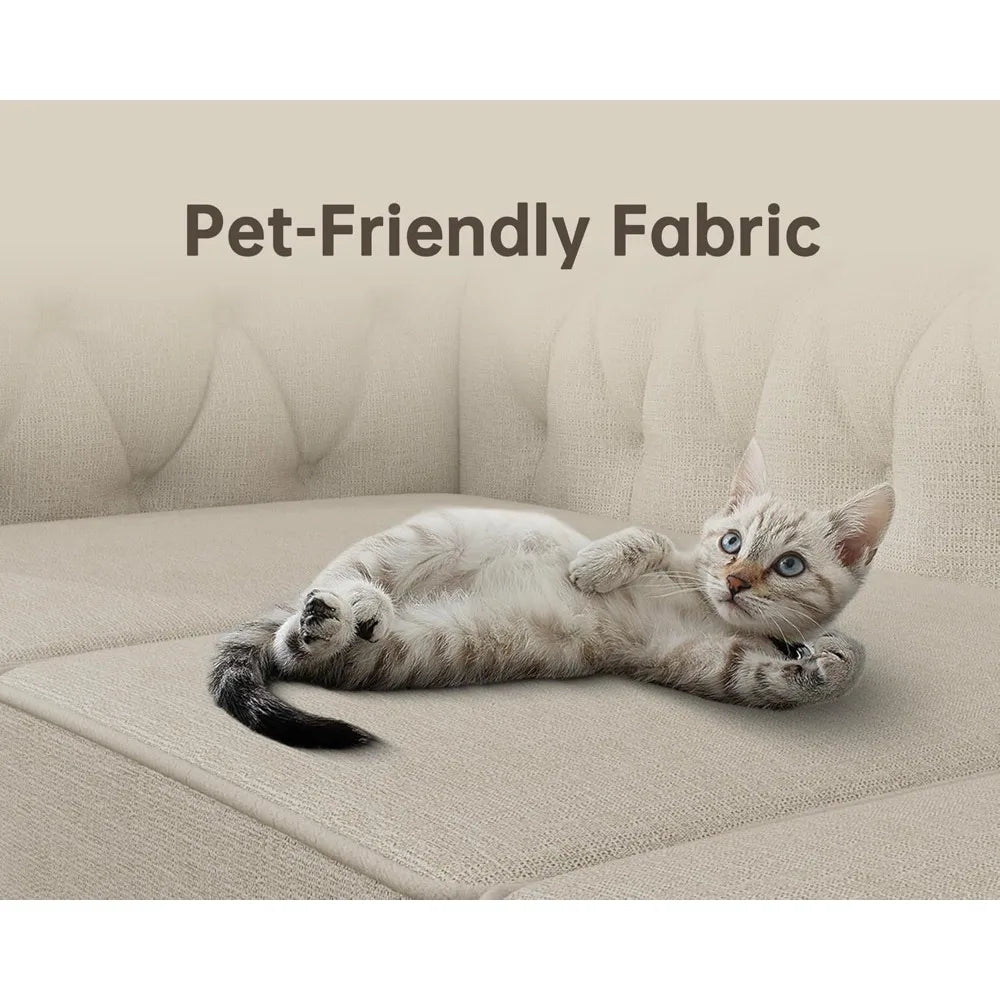 Classic Chesterfield Sofa Set 82'', Tufted Sofa Couch Set with Solid Wood Legs Thick Cushion, Pet-Friendly 3-Seater Sofas Couch