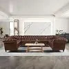 U-Shaped Sofa, Sectional Chesterfield Velvet Couch 9-Seater Upholstered Large Accent Tufted Sofa with Rolled Armrest and