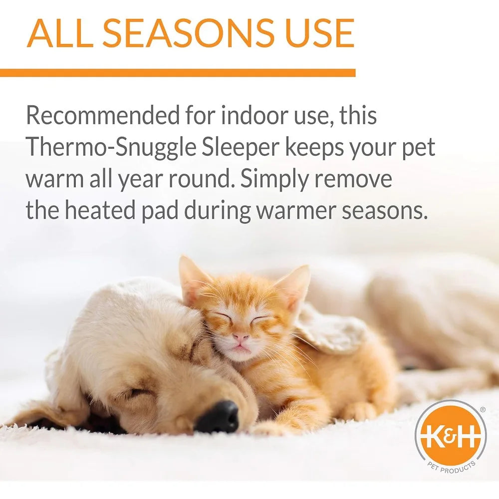 Pet Products Heated Dog Bed Indoor, Thermo-Snuggly Sleeper with Removable Waterproof Heated Pad, Calming Pillow Pet Bed, Mac