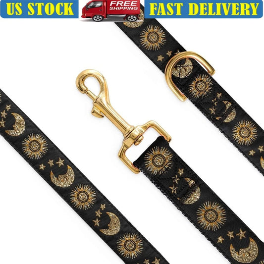 Crescent Moon Stars Dog Cat Collar Leash Harness Nylon Handmade Large Pets Unique Design Pack of 1