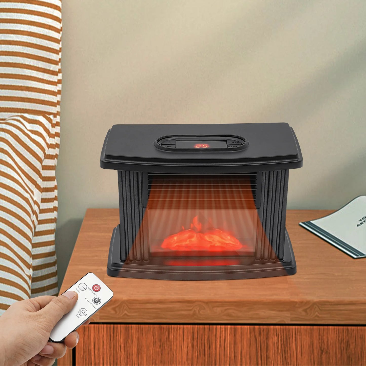 1000W Electric Flame Heater Fireplace Air Heater 3 Gear Space Heater Stove for Living Rooms, Bedrooms, Basements, Rvs