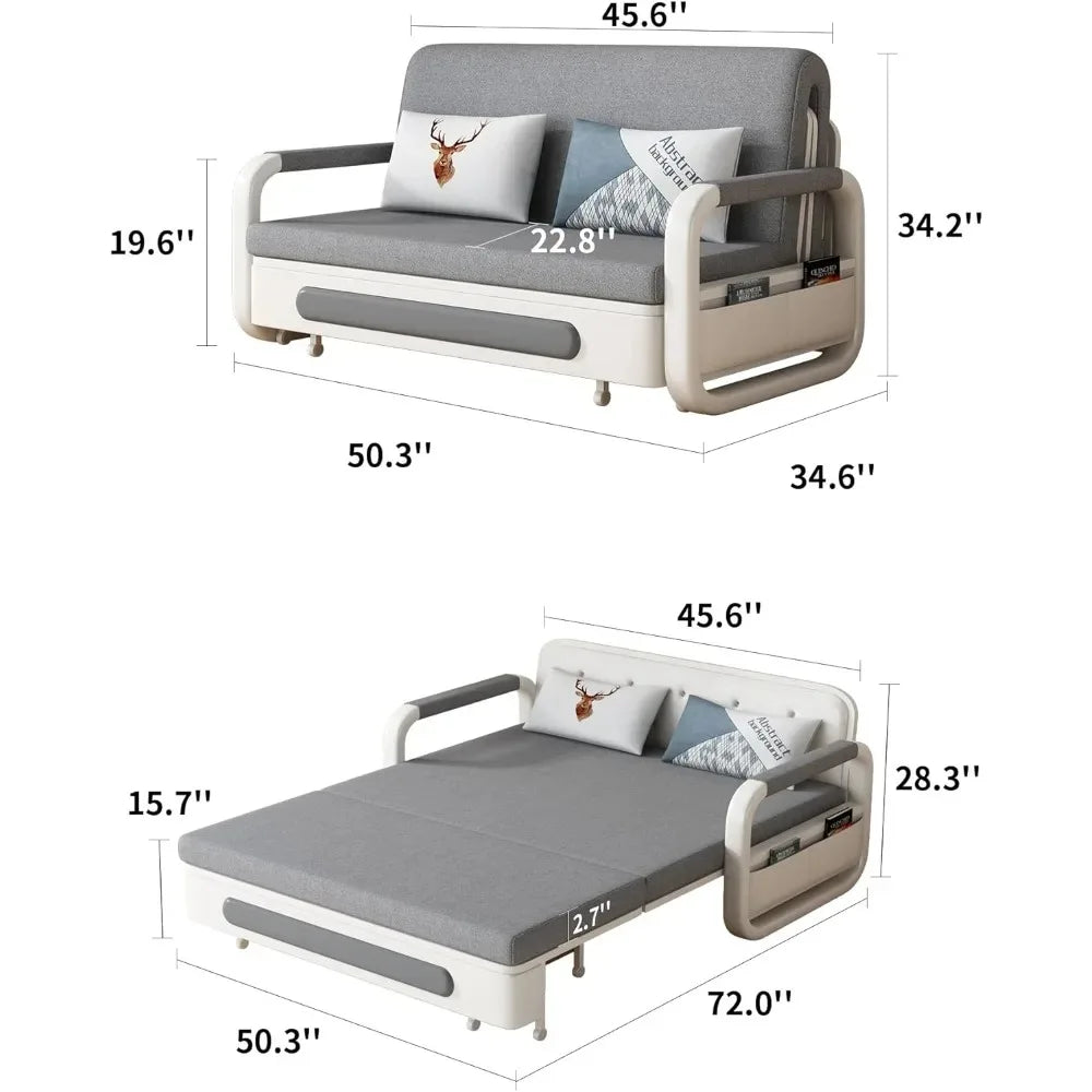 Pull-Out Sofa Daybed with Trundle - Versatile Futon Sleeper Couch for Living Room and Small Spaces