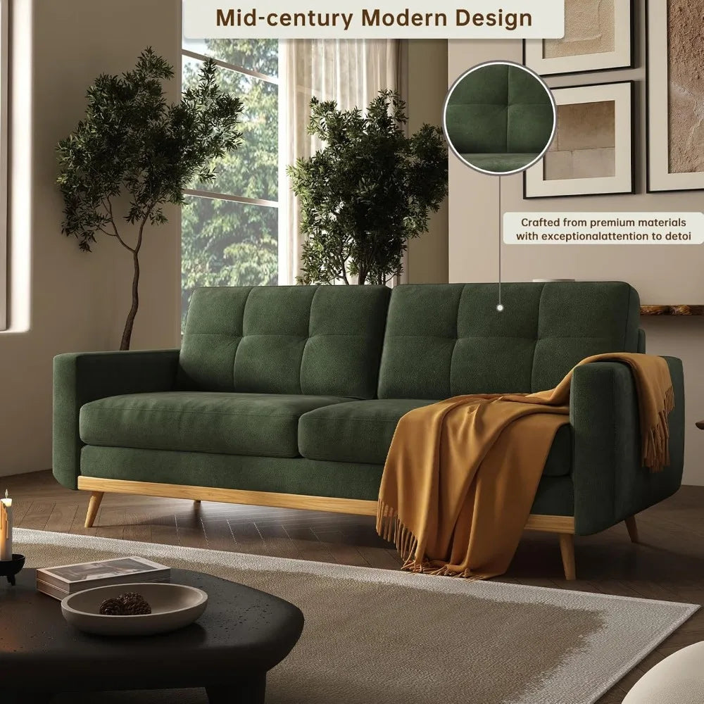 Loveseat Sofa, Mid Century Modern Decor Love Seat Couches for Living Room, Button Tufted Upholstered Small Couch for Bedroom