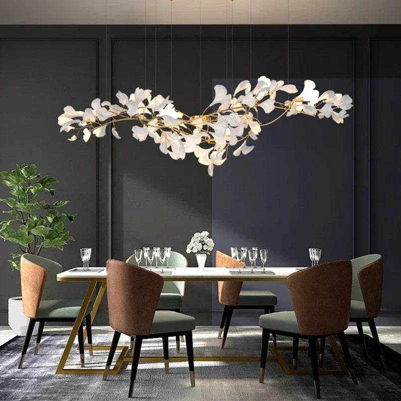 Modern Luxury Ginkgo LED Chandeliers Living Dining Room Home Pendant Lights Hotel Restaurant Decor Elegant Lights Fixture