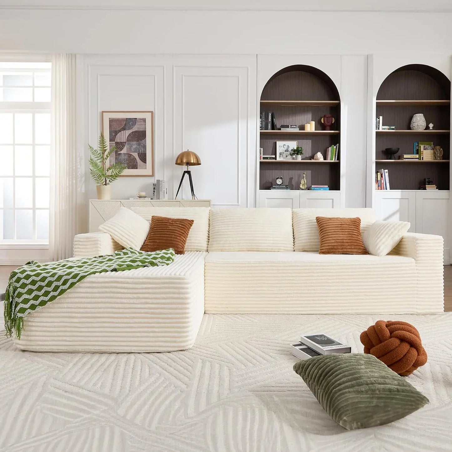 Boneless Couches for Living Room, Modular Sectional Sofa with Oversized Chaise, L-Shape Cloud Couch with Deep Seat, High-Density