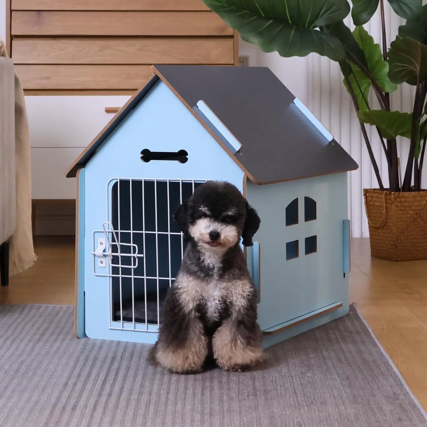 Dog House Indoor for Small Dogs or Cats, Cozy Wooden Design, Small Indoor Bed House, with Air Vents and Elevated Floor Warm Dog