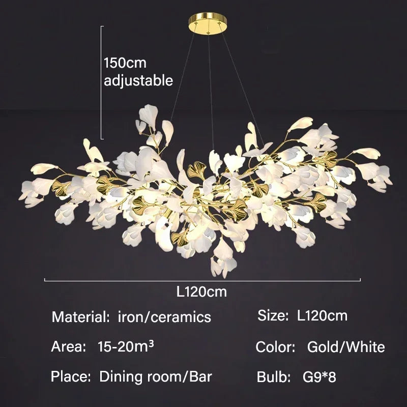 Modern Luxury Ginkgo LED Chandeliers Living Dining Room Home Pendant Lights Hotel Restaurant Decor Elegant Lights Fixture