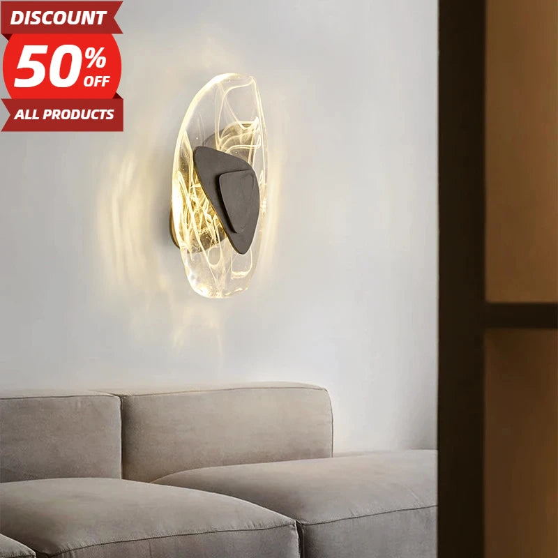 Luxury Modern Crystal Black/Gold Wall Lamp Designer Creative Art Bedroom Living Room Background Bedside Porch Indoor Fixtures