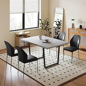 3 Piece Dining Table Set with Bench, 42.9 Inch Modern Kitchen Table with Left Seat Corner and 43.3 Inch Bench for Family Dining