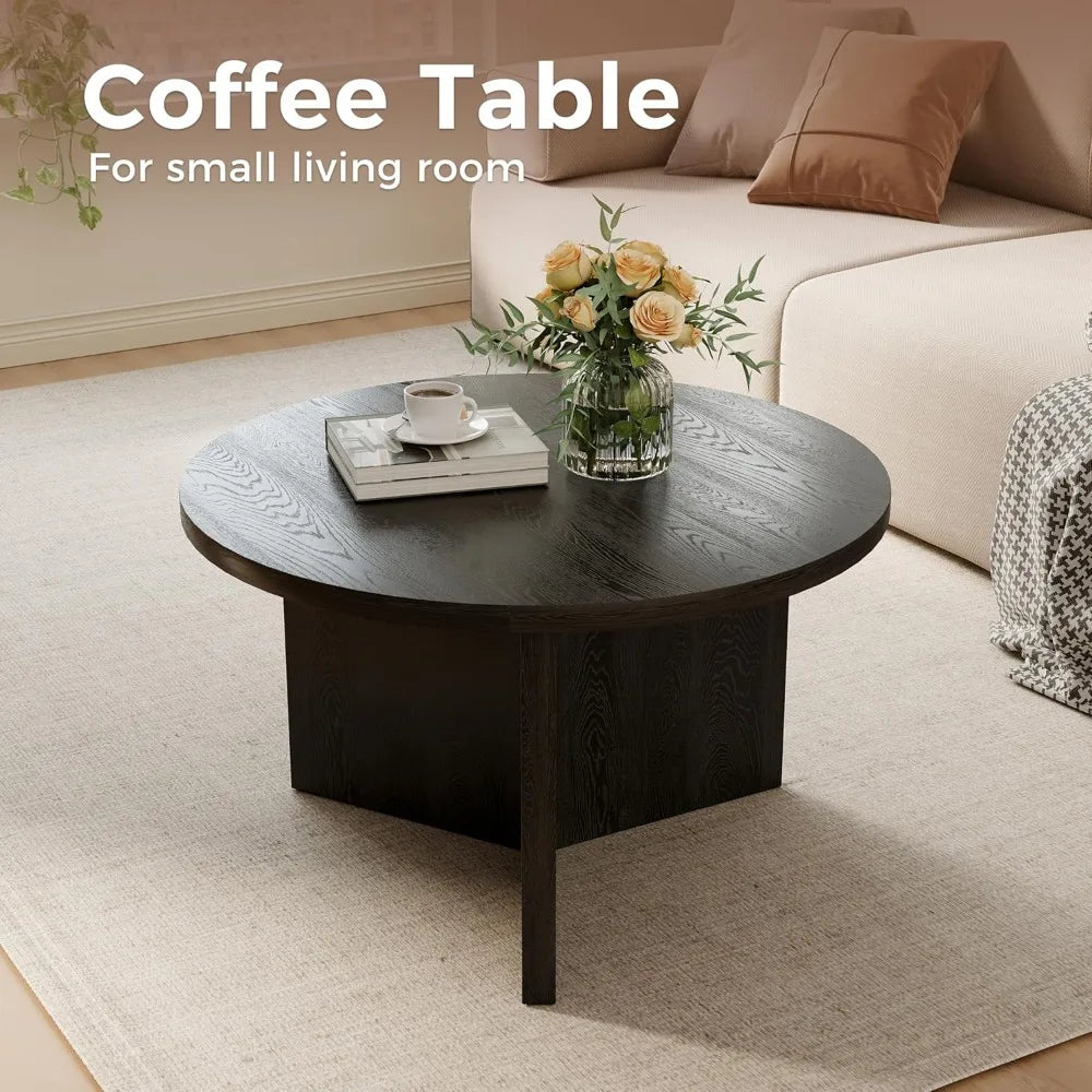 27.5'' Coffee Table for Small Space, Minimalist Modern Table for Living Room, Durable & Sturdy Small Round End Table with Adjus