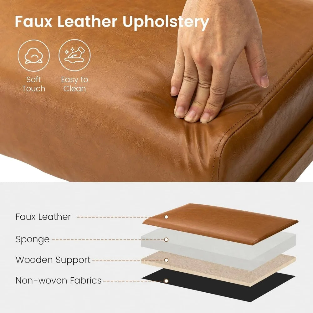 15.5"(H) Footrest Stool, Leatherette Ottoman, Accent Padded Sofa Foot Stool for Accent Chair, Wood Frame Foot Rest Ottoman for