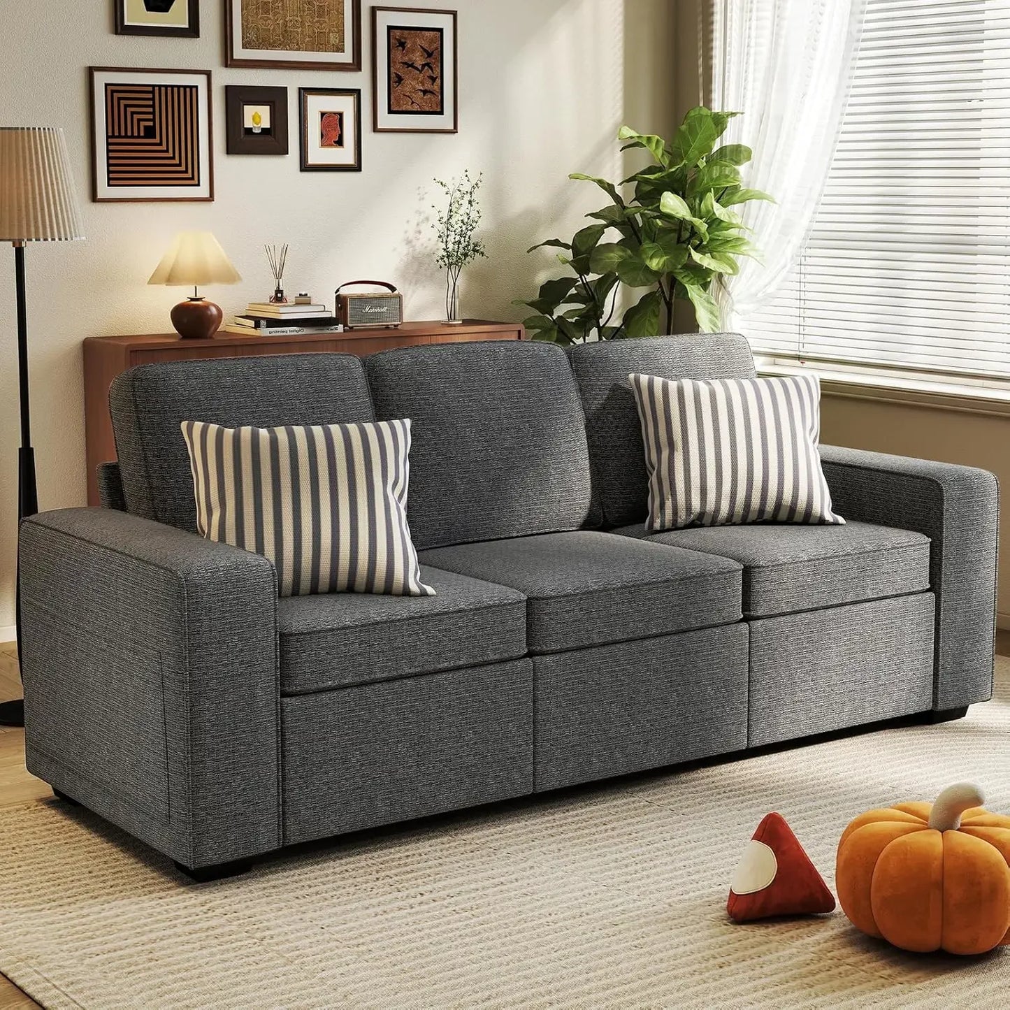 80" Modern Sofa Couch, Soft Chenille Sofas for Living Room Furniture,3 Seater Deep Seat Comfy Lounge Sofa for Bedroom