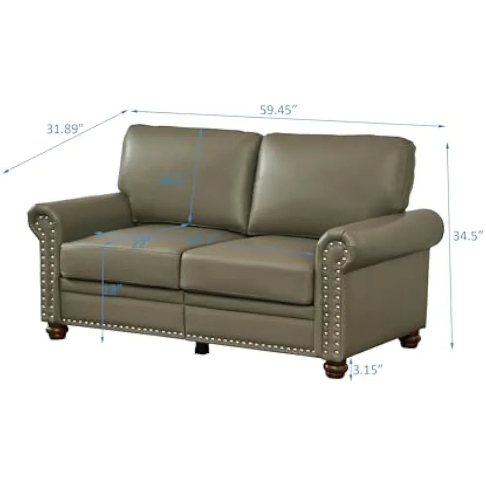 3 Pieces Faux Leather Living Room Sofa Set,82.68" 3-Seaters Couch,Loveseat&Chair with Hidden Storage, Solid Wood Frame and Legs