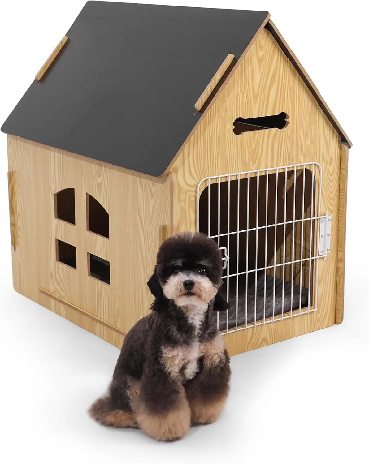 Dog House Indoor for Small Dogs or Cats, Cozy Wooden Design, Small Indoor Bed House, with Air Vents and Elevated Floor Warm Dog