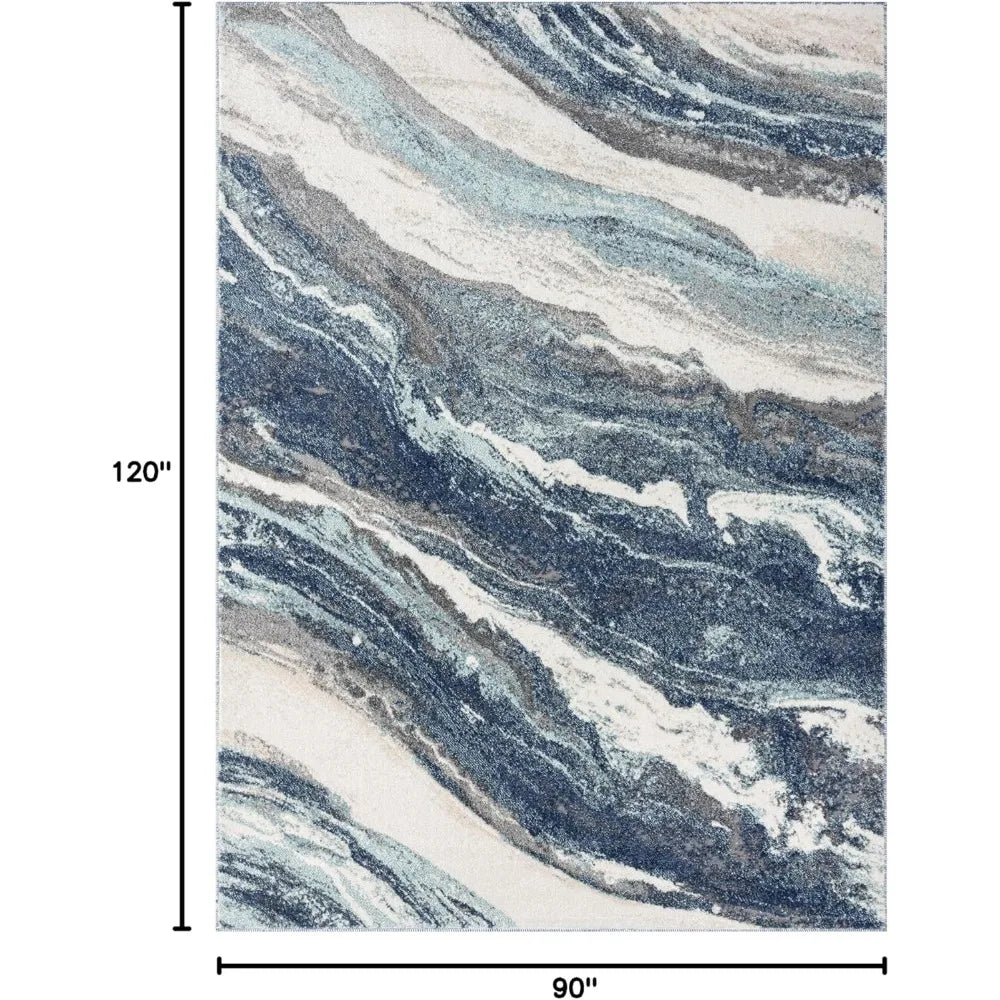 Lagos Collection 7983 Blue 8x10 Art Deco Area Rug