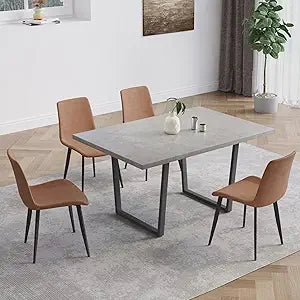 3 Piece Dining Table Set with Bench, 42.9 Inch Modern Kitchen Table with Left Seat Corner and 43.3 Inch Bench for Family Dining