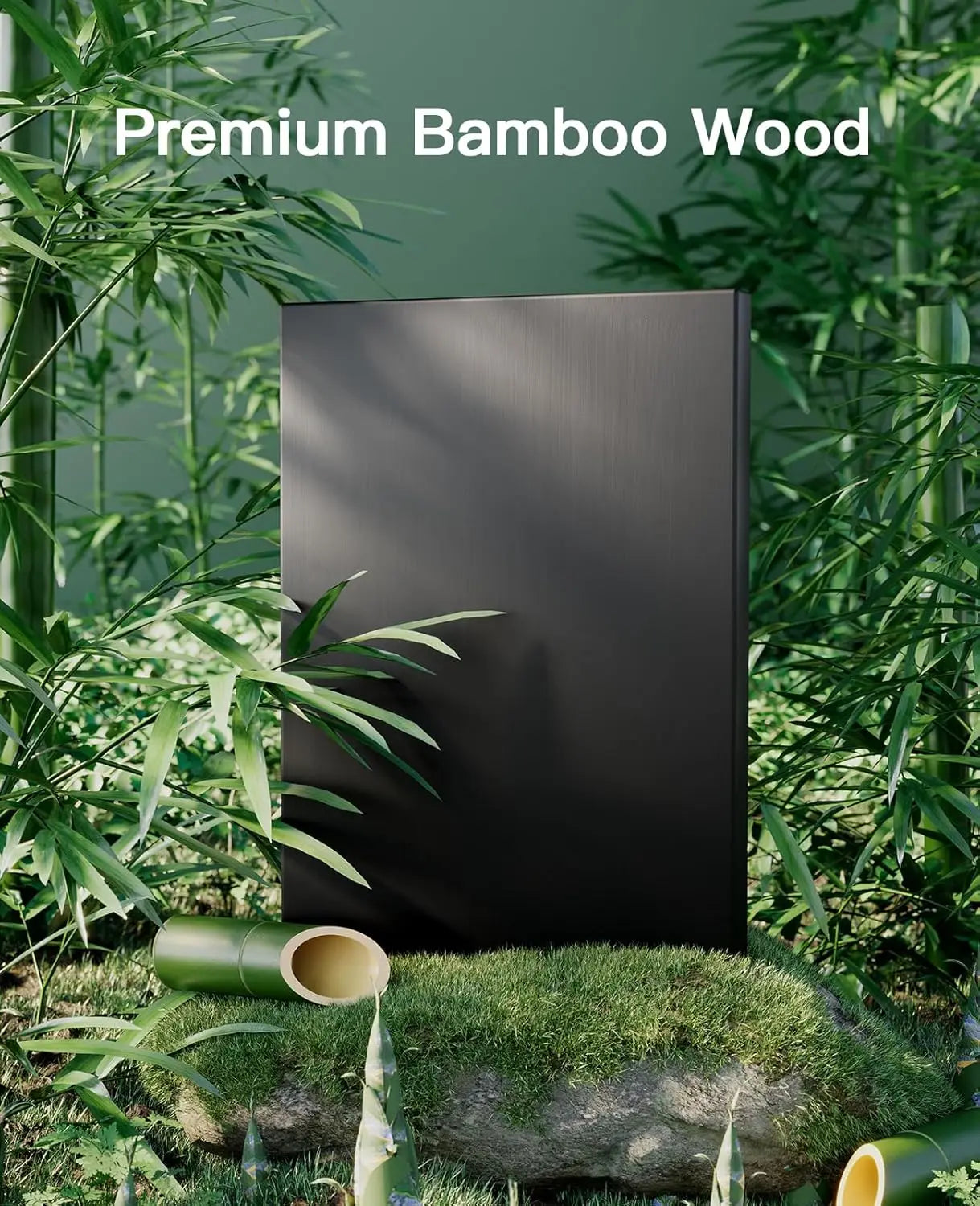 Bedside Tables, Stackable Bamboo Nightstands, Bamboo Side Tables for Bedroom & Living Room, End Table Night Stands, Set of 2, Bl