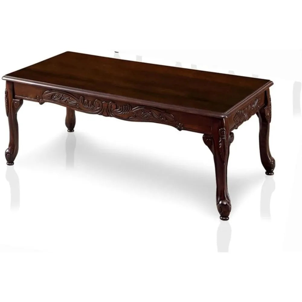 Alice Solid Wood 3-Piece Coffee Table Set in Dark Cherry