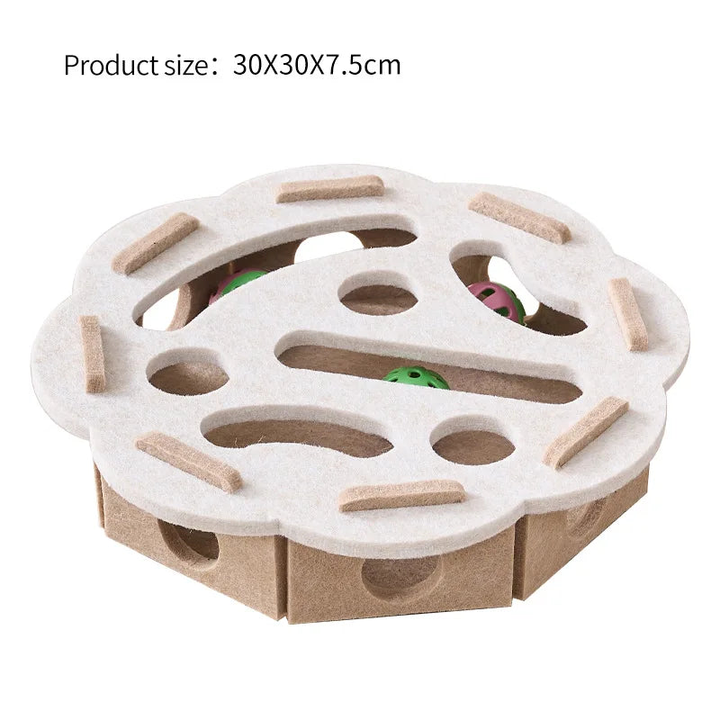 Interactive Cat Puzzle Toy Felt Toy Box with Maze Tunnel Bell Ball Indoor Entertainment Cat Toy