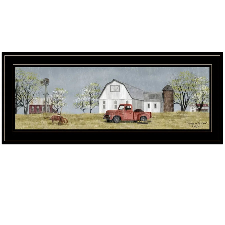 Trendy Decor 4U "Spring On The Farm" Framed Wall Art Modern Home Decor Framed Print for Living Room Bedroom and Farmhouse Wall