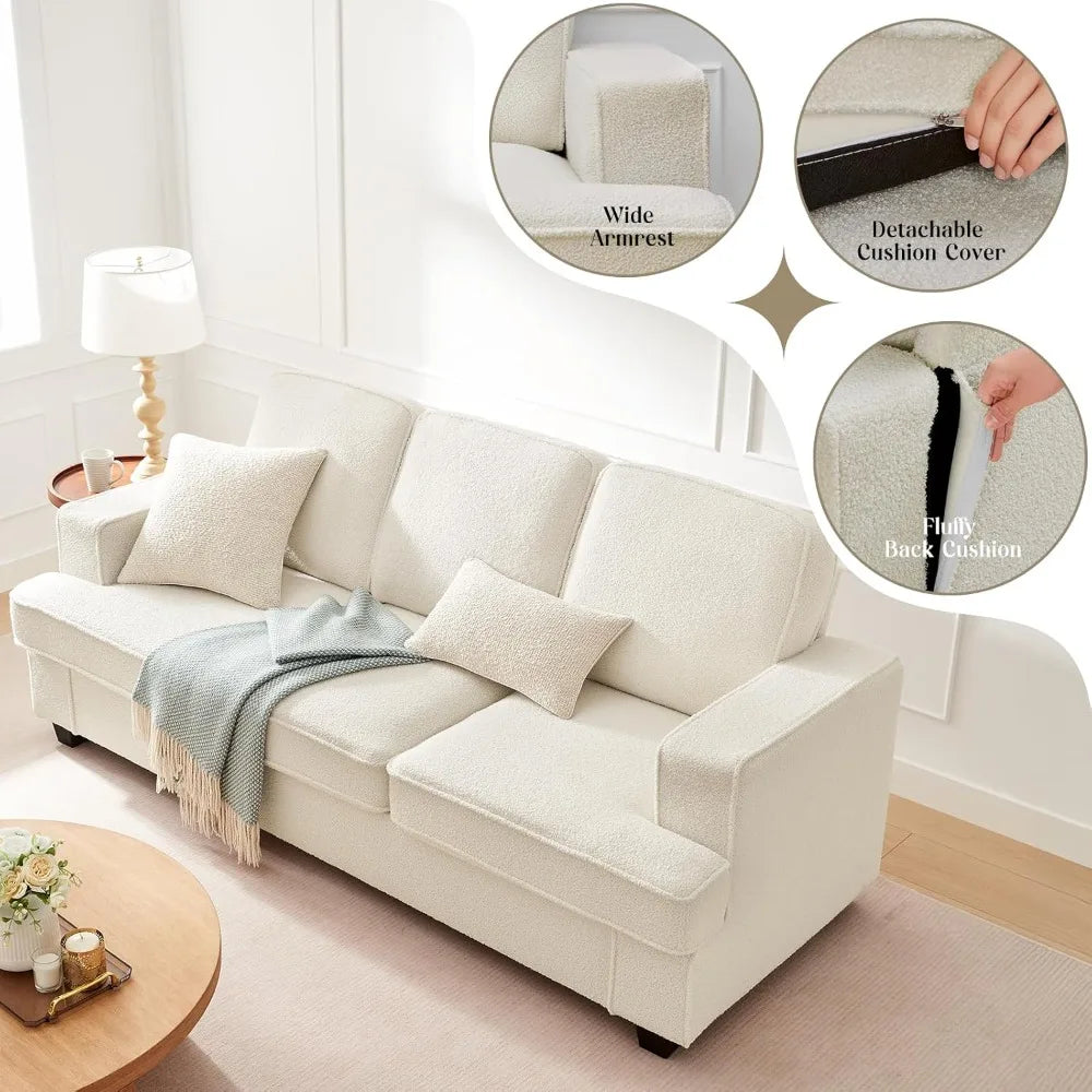 Luxury Oversized Sofa in Plush Fleece, Removable Washable Cover, Simple Setup, Contemporary Living Room/Bedroom Couch