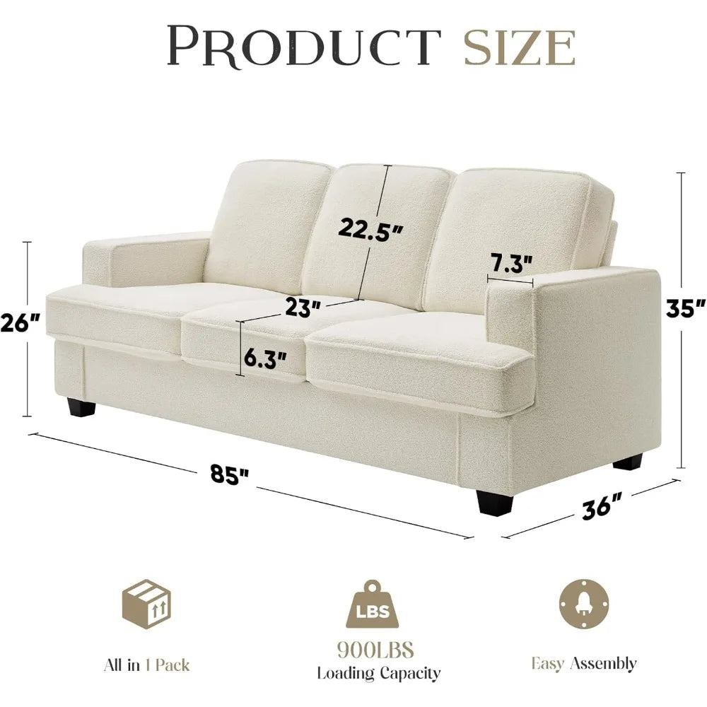 Luxury Oversized Sofa in Plush Fleece, Removable Washable Cover, Simple Setup, Contemporary Living Room/Bedroom Couch