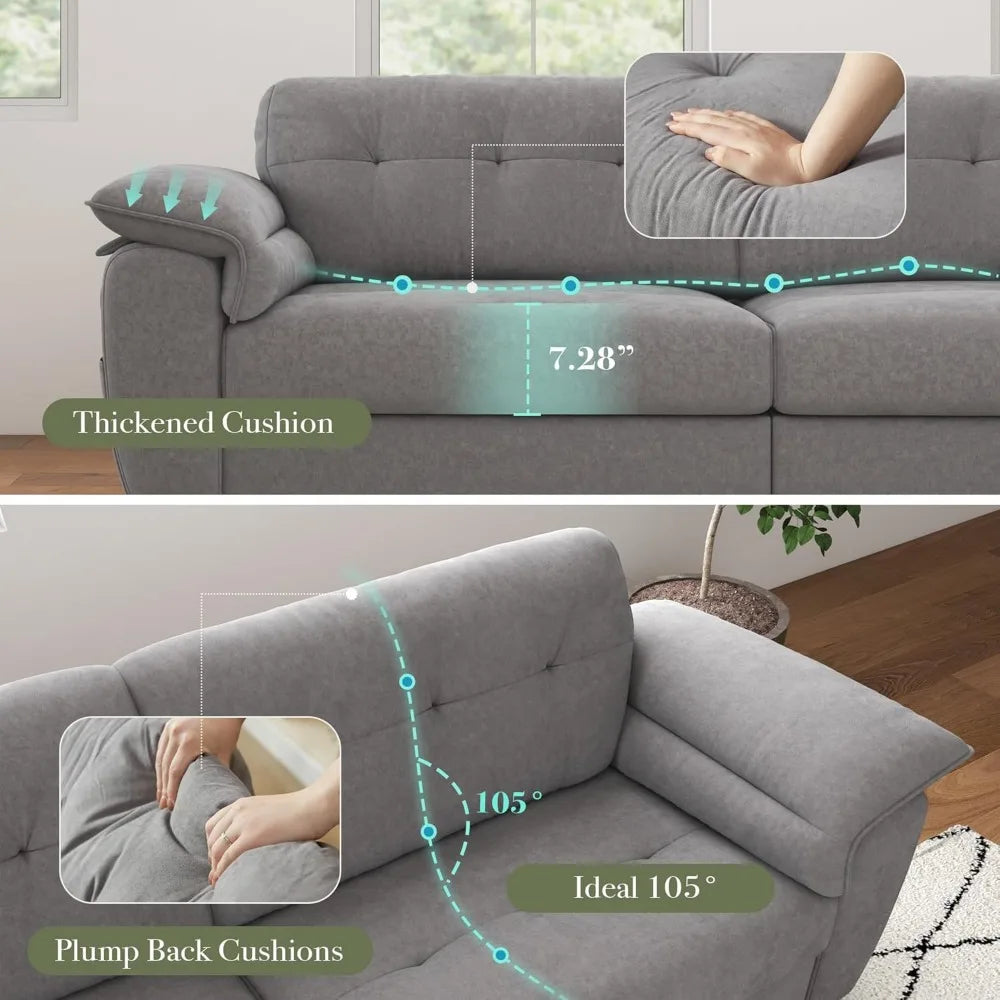 87" modern sofa, comfy sofa couch w/extra deep seats, 2/3 seater couches w/usb charging ports & side pockets, sleeper sofas for