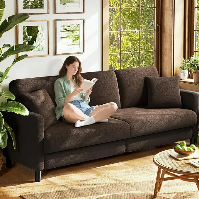 83" Sofas for Living Room, Comfy Love Seat Couches, Teddy Fleece Loveseat Sofa, Tool-Free Setup Couches for Living Room, All-Woo