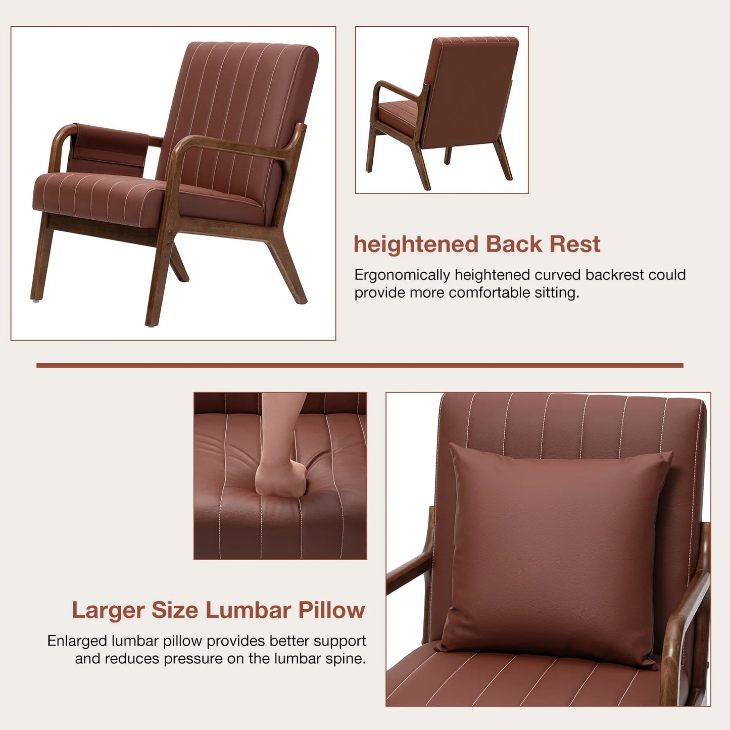 Accent Chairs for Living Room Bedroom, Accent Chair,Mid Century Modern Chair, Arm Chair with Wood Frame & Soft Cushion