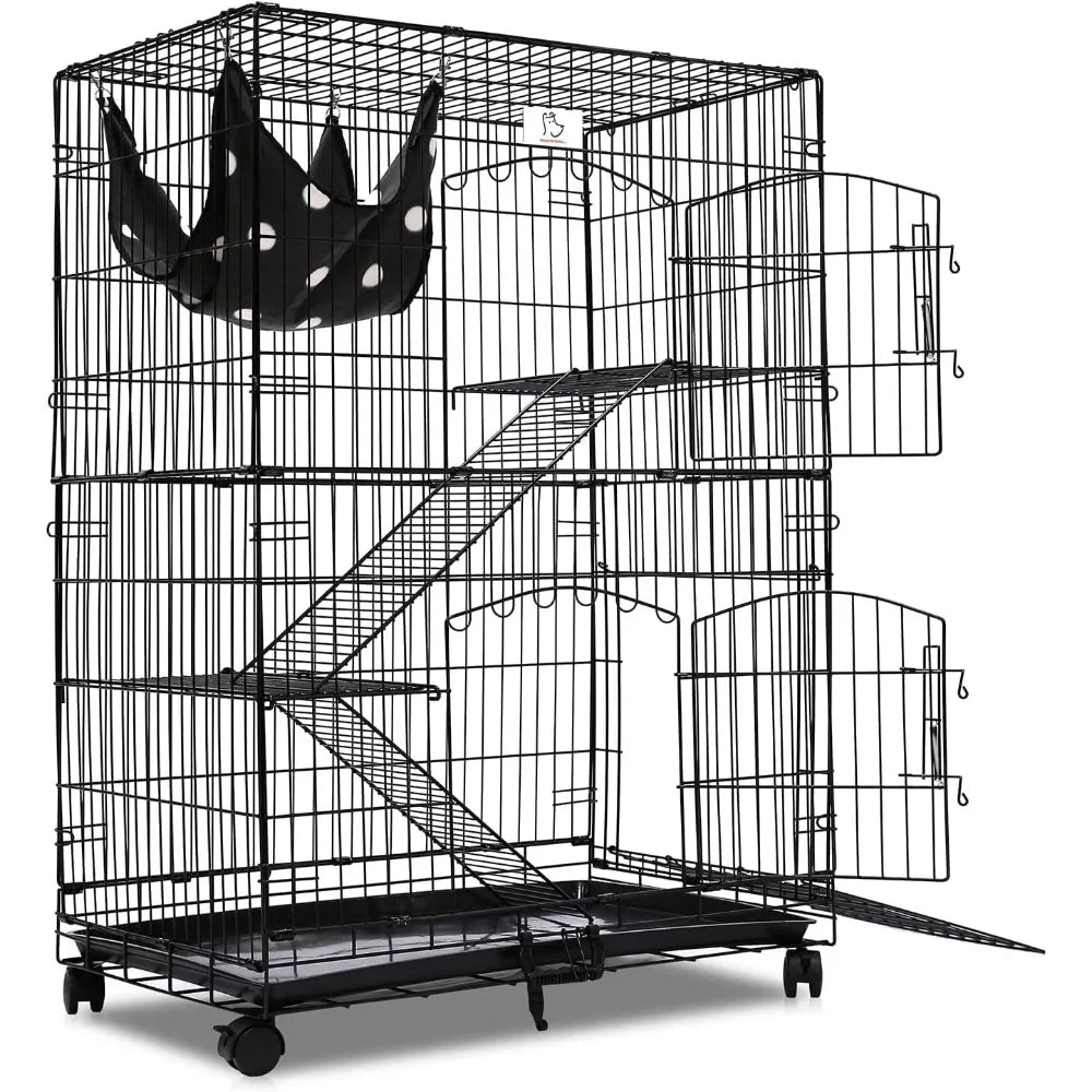 3 Tier 43 Inch Cat Cages Indoor,Cat Enclosure for Kitten,Cat Crate Enclosure Playpen,Metal Indoor Cat Cage, Cat Kennels for Cats