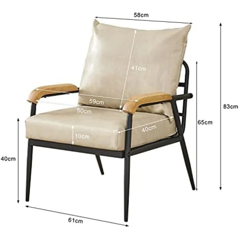 TUKAILAi PU Leather Single Sofa Couch, Modern Accent Chair with Solid Wood Armrest and Sturdy Metal Frame, Upholstered Lounge Ch