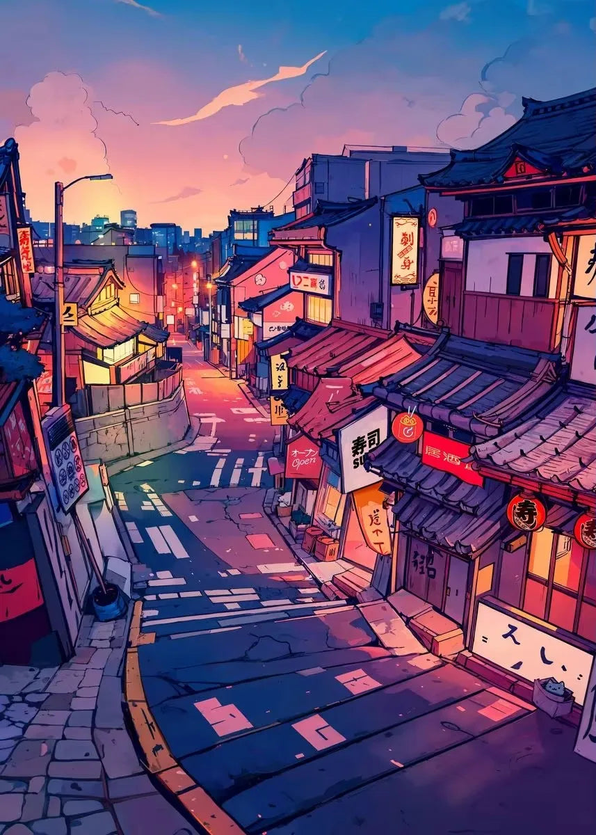 City Life Dining Street Bar Night Cafe Landscape Art Posters Prints Canvas Printing Wall Picture for Living Room Home Decor Gift