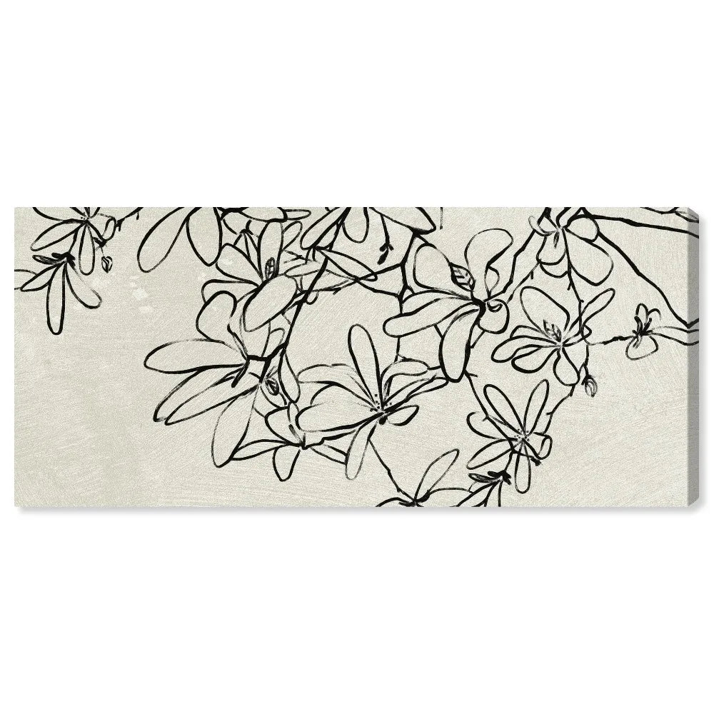 Botanical Wall Art Print - Elegant Black Floral Branch Outline Decor, Modern Home Artwork, Framed Canvas Poster for Living Room