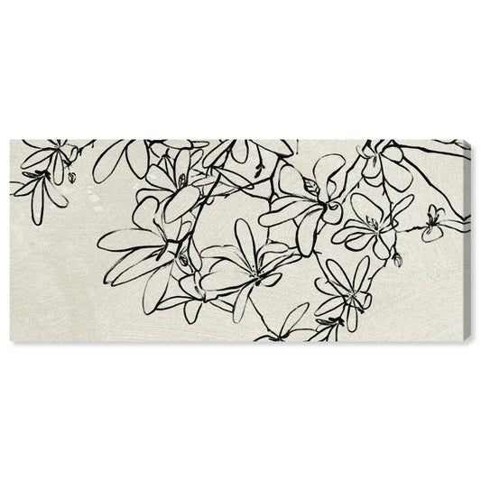 Botanical Wall Art Print - Elegant Black Floral Branch Outline Decor, Modern Home Artwork, Framed Canvas Poster for Living Room