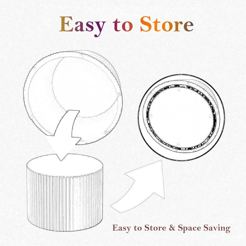 Handcraft Round Nesting Coffee Table - Chic Wave Stripe Edge, Modern Stylish Walnut Wooden Circle Fluted Center Table for Living