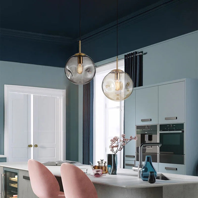 Nordic Modern Pendant Lights Creative Glass Ball Hanging Lamp For Dining Room Bedroom Bar Decor Loft Luminaire Light Fixtures