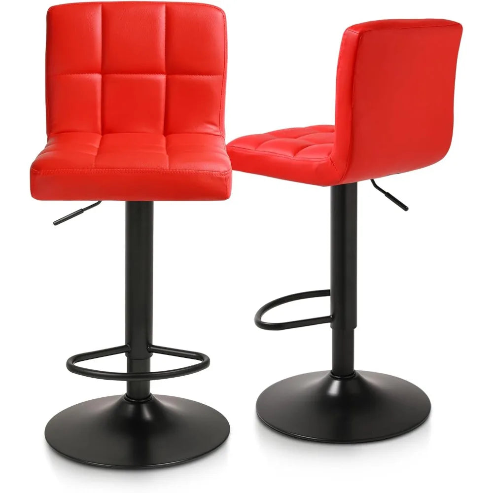 Bar Stools Set of 2 Counter Height Barstools Swivel Chairs Modern PU Leather Bar Stools with Back for Kitchen Island Adjustable